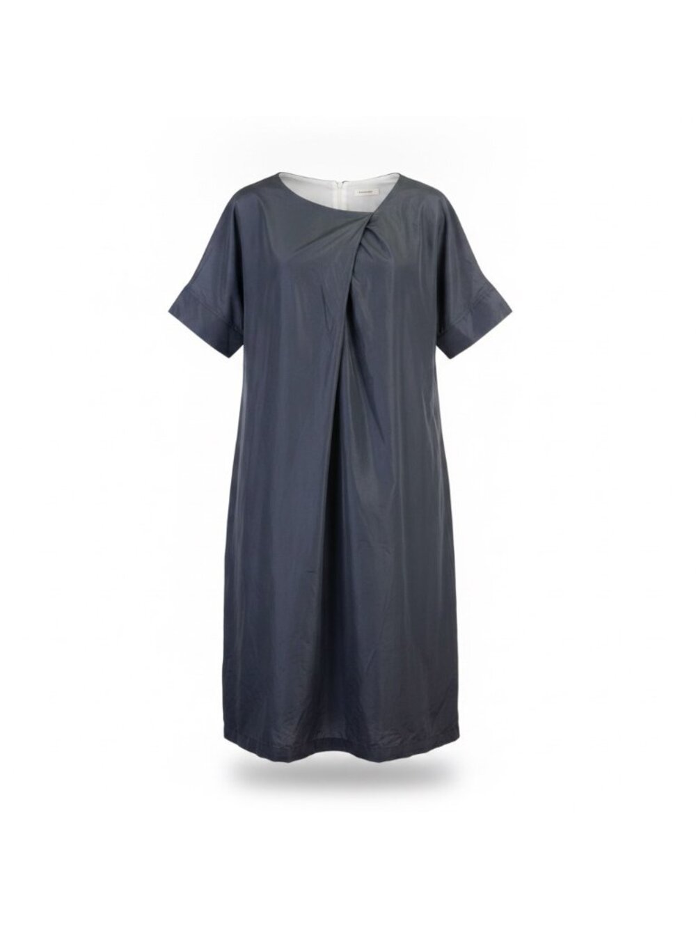 Planet Womens Black Nylon Short Sleeve Shift Dress Asymmetrical Pleat Detail